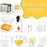 44 Pieces 1:12 Dollhouse Miniature Breakfast Kitchen Accessories Mini Toast Machine Bread Juice Milk Eggs Cups Fruits Plates Knife Fork Spoons for Dollhouse Kitchen Scene and Cake Topper Decor