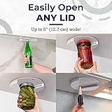 EZ Off Jar Opener for Seniors - Under Cabinet Jar Openers for Weak Hands, Easy Grip, Arthritis jar opener, One Handed Gadgets & Bottle Opener - Essential Kitchen Gadgets for Home Assistance - White