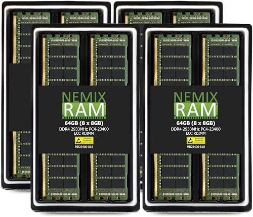 NEMIX RAM 64GB (8X8GB) DDR4 2933MHZ PC4-23400 1Rx8 1.2V CL21 288-PIN ECC RDIMM Registered Server Memory KIT