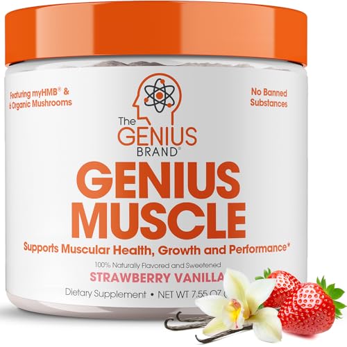 The Genius Brand - Genius Muscle Builder & Mass Gainer, Strawberry Vanilla - 100% Natural Anabolic Activator Supplement for Men & Women - Weight Gainer for Lean Muscle Growth & Bodybuilding