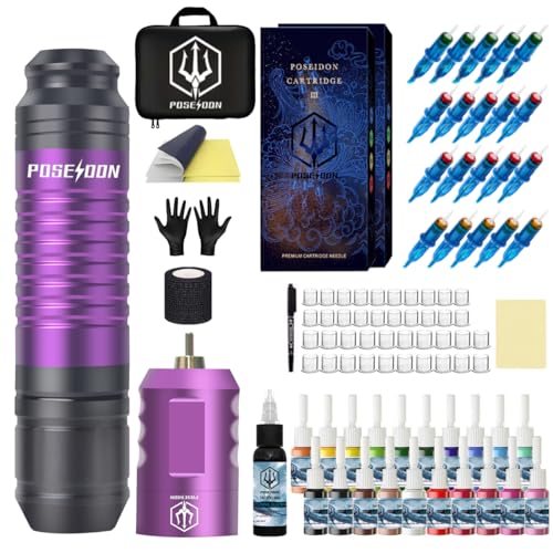 Tattoo Pen Kit Wireless Tattoo Machine Kit, Tattoo Gun Kit with Tattoo Power Supply and 20 Pcs Tattoo Cartridge Needles, Complete Tattoo Kit Tattoo Supplies for Artists.