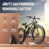 EXRBYKO E Bikes for Adults Electric, Peak 1500W 37MPH Fat Tire Electric Bike for Adults, 48V 17.5AH 840WH Battery, 80 Miles Ebike with 21-Speed Gear ON/Off Road E Bicycle UL Certified