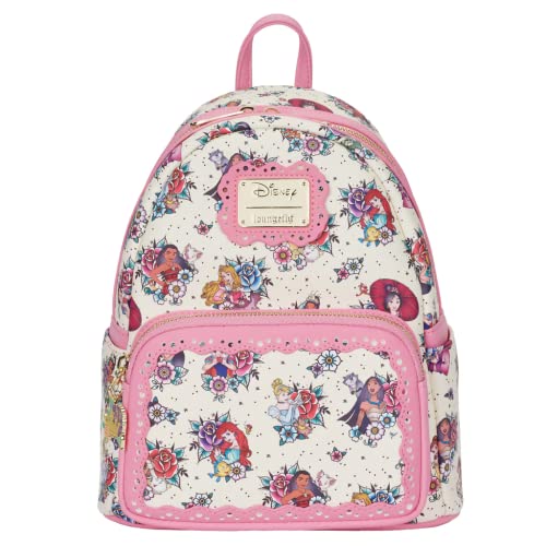 Loungefly Disney Princess Tattoo All Over Print Womens Double Strap Shoulder Bag Purse