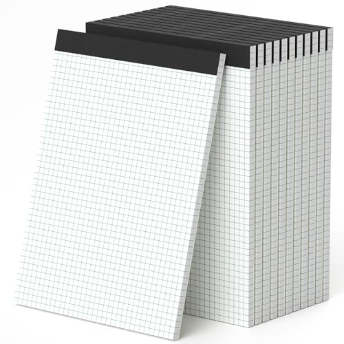 AILZFEI Graph Paper 8.5 x 11 Grid Paper Pad Quad Ruled, 12 Pack, 30 Sheets per Pad, White, 4x4 (4 Squares per inch), Easy-Tear Perforations, 8.5"x11" Quad Ruled Grid Paper Pad
