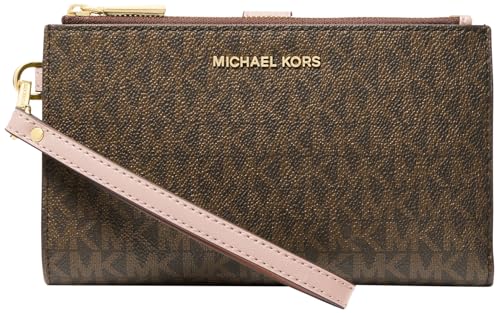 Michael Kors Jet Set Double Zip Wristlet, Brown/Soft Pink