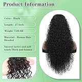 Youthfee 27” Drawstring Ponytail Deep Curly Heat Resistant Human Hair Blended Instant Clip Ponytail Extension Protective Style Afro Kinky Curly Hair Pieces for Women