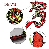 Gold Dragon Patches Dragon Embroidered Applique Iron On Patch,Large Dragon Sew on Patches for Clothes Jackets DIY Costume(Red Gold)