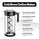 COFFEE BEAR – Cold Brew Coffee Maker and Iced Tea Brewer, Large 1.3L (44oz) Borosilicate Glass Pitcher with Reusable Mesh Filter, Easy to Clean, Dishwasher Safe