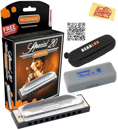Hohner Special 20 Harmonica - Key of F Bundle with Case, Pouch, Online Manual, and Austin Bazaar Polishing Cloth