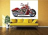 116x83 inches Wall Mural,Super Sexy Motorbike with Vivid Color Properties Winged Engine Machine Freedom Peel and Stick Self-Adhesive Wallpaper Removable Large Wall Sticker Wall Decor for Home Office