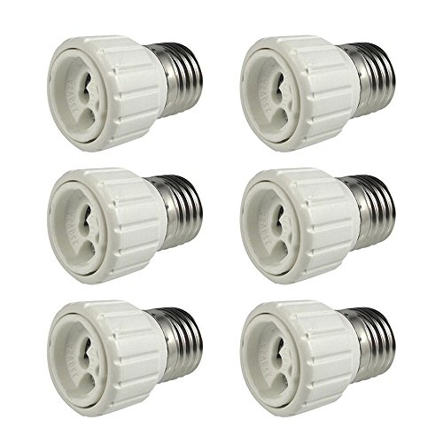TWDRTDD (Pack-6) FINELED E27 E26 Edison Screw Socket to GU10 Bayonet Base Adapter,Screw Base Converter for LED or Halogen Bulb Lamp. (6pcs)