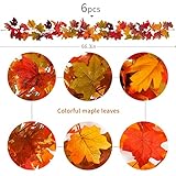 6PCS Fall Maple Leaves Garland, Party Joy 5.6Ft Artificial Maple Leaf Autumn Garland Hanging Fall Vines Table Decorations Front Door Fall Decor Thanksgiving Decorations Decor Outside Indoor Decor