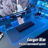 JMIYAV White Gaming Mouse Pad RGB Mousepad Non-Slip Rubber Base Extra Large Cool XL XXL Computer Desk Pad Gaming Accessories LED Light Up Extended Big Mouse Pad for Gamer (31.5x12In) Upgrade