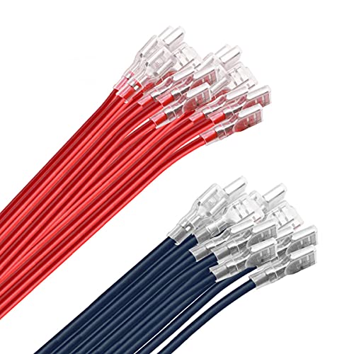 VONVOFF 30pcs 4.8mm Spade Crimp Terminal, Female Electrical Insulated Terminals with 20cm 16AWG Cable,Spade Quick Connectors with Insulating Sleeve,30packs