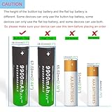 CWUU 3.7V 18650 Rechargeable Battery 9900mAh Universal Smart Charger for 26650 14500 16340 14250 (Button Top, 8 Pack+4 Bay Battery Charger)