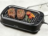 PowerXL Smokeless Grill Family Size- with Tempered Glass Lid with Interchangeable Grill and Griddle Plate and Turbo Speed Smoke Extractor Technology 22.1” X13.2” X 6.1