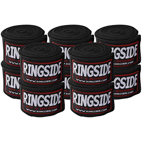 Ringside Mexican Style Boxing Hand Wraps (5 Pairs Pack), Black , 180"