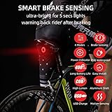 ROCKBROS Bike Tail Light Smart,Brake Sensing Bicycle Rear Lights for Night Ride,Ultra Bright LED Back Lights,Type C USB Rechargeable,IPX6 Waterproof,Cycling Safety Taillight Accessories