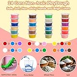 BlingCnsy Playdough Sets for Kids Age 4-8, Ice Cream Noodle Hamburger Maker Color Dough Kitchen Creations Set, Playdough Toys Food Play Toys Kids Arts & Crafts Gifts for Girls Boys Toddlers (24 Dough)