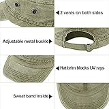 Geyoga Army Cap 2 Pieces Cadet Military Hat for Men Women Washed Cotton Flat Top Cap Unisex Outdoor Sports Cap Casual Sun Hat(Army Green, Black)