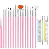 20 Pieces Nail Art Brushes with 1 Piece Nail Palette Nail Tips Natural Nail Supplies Nail Palette Nail Polish Palette Manicure Design Tools