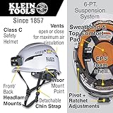 Klein Tools 60526 Safety Helmet, Type-2 Safety Helmet with Rechargeable Headlamp, Vented, Class C, White