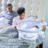 HALO BassiNest Luxe Swivel Sleeper, Over-Bed Baby Bassinet with 360° Rotation, Vibrations, White Noise, Nightlight, and Safe Close-Sleeping Design, Dove Grey Tweed