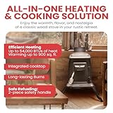 US Stove Company Cast Iron Wood Stove with Cool Touch Safety Handle, Heats up to 54,000 BTUs