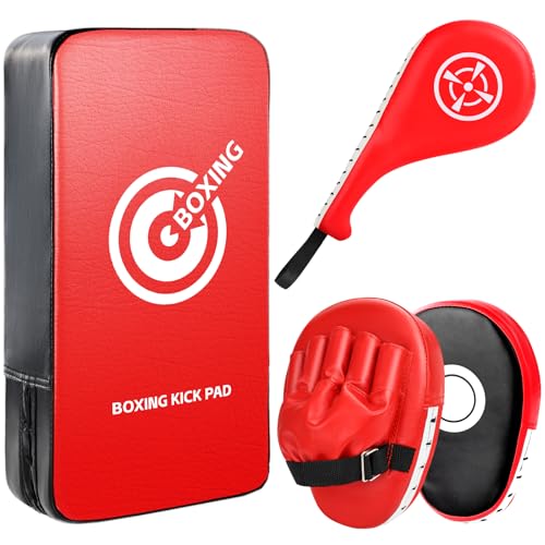 Punching Mitts Kick Pack Set, Boxing Pads Curved Focus Punching Mitts Kickboxing Striking Target Pads for Kids Men Women, Martial Arts Training Equipment for Boxing Taekwondo Karate Muay Thai