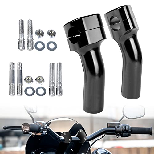 Sresk 1 inch Handlebar Riser Clamp Round, 4 inch Height Increase Motorcycle Pullback Handlebar Universal Accessories Compatible with Harley Dyna Softail Honda Kawasaki Vulcan Suzuki Yamaha (Black)