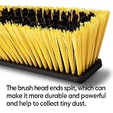 Yocada 24 inch Push Broom Brush 65.3 inch Long Handle Stiff Bristles Heavy-Duty Outdoor Commercial Broom for Cleaning Bathroom Kitchen Patio Garage Deck Concrete Wood Stone Tile Floor