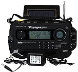 Kaito Voyager Pro KA600 Digital Solar Dynamo Hand Crank AM/FM/LW/SW & NOAA Weather Emergency Radio with Flashlight, Reading Lamp,Smart Phone Charger & RDS and Real-Time Alert, with AC Adapter, Black