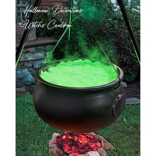 Halloween Decorations - Large Witches Cauldron on 54" Tripod with Lights - Black Plastic Bowl Decor - Hocus Pocus Candy Bucket Decoration for Indoor Outdoor Home Room Porch Yard Lawn Party Outside