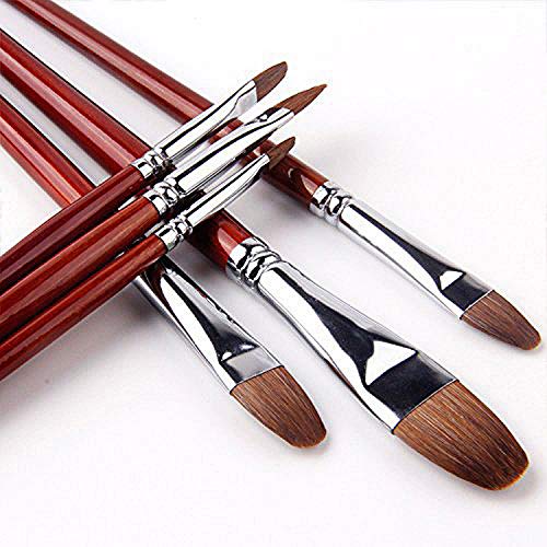 Golden Maple Artist Paint Brushes Red Sable Long Handle, Filbert Paint Brush Set for Acrylic, Gouache and Watercolor Painting Offering Excellent Paint Holding and Easy Flow of Paint