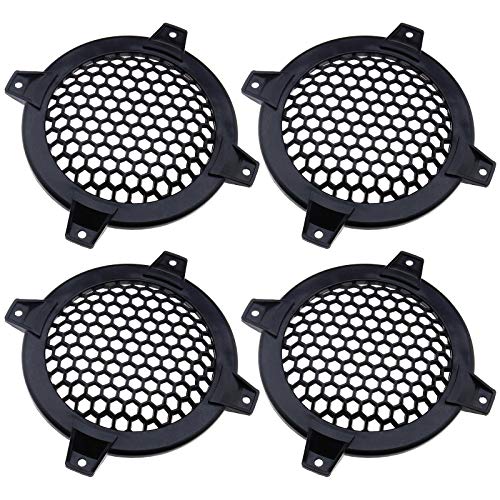 SING F LTD 4 Inch Car Speaker Grill Cover Guard Protector Plastic Mesh Protective Case Black Circle Subwoofer Net Covers Pack of 4