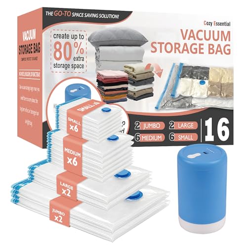 16 Pack Space Saver Storage Bags with Electric Air Pump