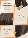 DOORES Tape in Hair Extensions Human Hair, Balayage Dark Brown to Chestnut Brown 100g 40pcs 18 Inch, Hair Extensions Natural Hair Extensions Remy Straight Hair Skin Weft