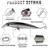 Saltwater Fishing Lures Kit Surf Fishing Sriper Lures Minnow Lures Deep Diving Jerkbait Crankbait Topwater Popper Plugs Hard Baits with Treble Hooks for Inshore Offshore Ocean Deep Sea Fishing