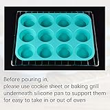 CAKETIME Silicone Muffin Pan Set, Cupcake Pans 12 Cups Silicone Baking Molds, Food Grade, Pinch Test Approved, Pack of 2