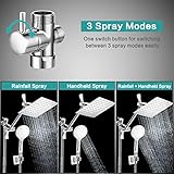 Shower Head, 8 Inch High Pressure Rainfall Shower Head/Handheld Shower Combo with 11 Inch Extension Arm, 9 Settings Adjustable Anti-leak Shower Head with Holder/Hose, Height/Angle Adjustable