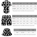 Mens Skull Hawaiian Sets Rave Clothes 2 Piece Outfits Hawaiian Shirt And Shorts With Hat Large