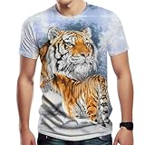 Cerbukt Tiger Graphic T-Shirt Summer Fashion Tee Top Shirt for Men's,Multicolored2,2XL