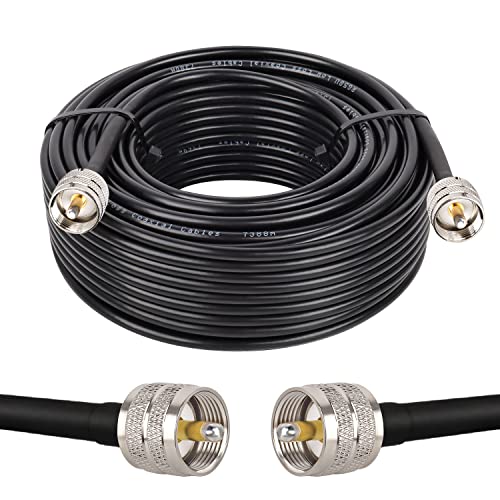 MOOKEERF PL259 UHF Cable 100ft, CB Coax Cable RG58 CB Cable UHF Male to Male for CB Radio, Ham Radio, Amateur Radio, Antenna Analyzer, SWR Meter