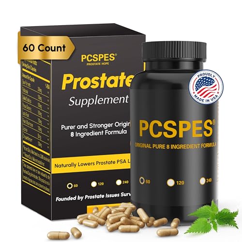 PCSPES Prostate Supplements for Men - Lower PSA Levels Naturally with Saw Palmetto & 7 Pure Herbs - Prostate Health Support - Reduces Frequent Urination - 60 Count