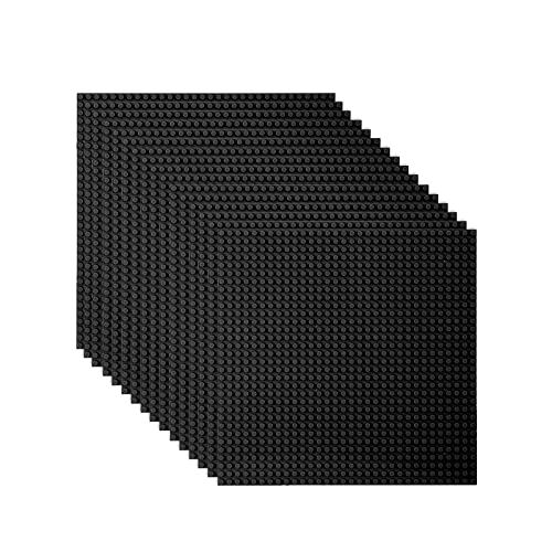 LVHERO Classic Baseplates Building Plates for Building Bricks 100% Compatible with All Major Brands-Baseplate, 10" x 10", Pack of 16 (Black)