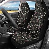 TOADDMOS Floral Hummingbird Seat Covers for Car, Universal Stretchy Cars Front Seat Protectors Cover, Women Car Accessories Decoration Saddle Blanket for Bucket Seat, Set of 2