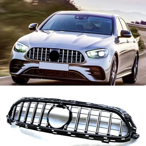 For Mercedes Benz 2021-2023 E Class W213 E200 Sedan GT R Panamericana Grille Front Grill(Silver)