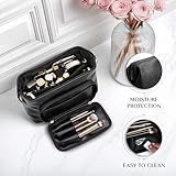 TREND-X Travel Makeup Bag with Brush Compartment, Large Capacity Cosmetic Case, PU Leather Toiletry Bag, Open Flat Cosmetic Storage, Beauty Organizer for Women