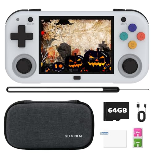 XU Mini M Retro Game Console,2.8 Inch IPS Screen Built-in 64GB Card,Linux System Games Consoles,Support TV Output Retro Handheld Console with 2600mAh Battery Casual Game Console(Gray)