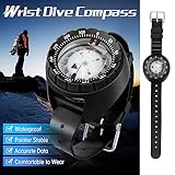 Scuba Compass, Professional Waterproof 5ATM Dive Wrist Compass with TPU Band for Outdoor Sports Diving, Sailing, Hiking, Survival Emergency (Black)